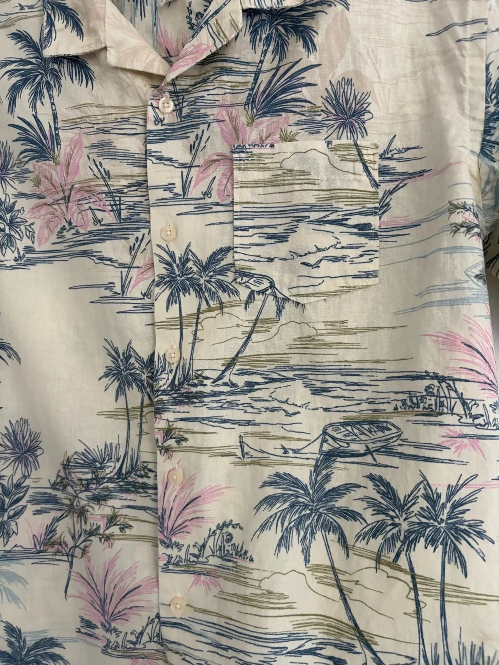 GAP Boy’s Cream Tropical Print Short-Sleeve Shirt